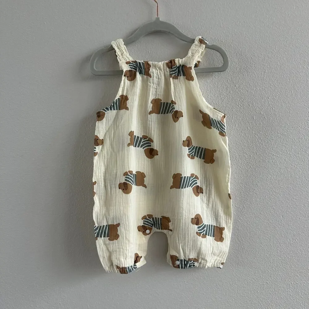 Baby Boy Dog Print cotton overall Size 12M
